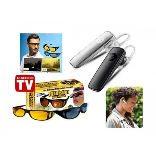 Casca Bluetooth + Set 2 perechi ochelari de condus - pentru zi si noapte