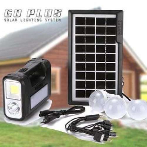 Kit Solar cu panou voltaic, Lanterna LED Radio FM USB 3 Becuri 6V4Ah 8028