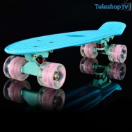 Skateboard Penny Board pentru copii, roti silicon cu lumini
