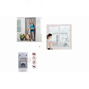 2+1 Cadou: Perdea magnetica anti insecte pentru Usa + Perdea magnetica pentru fereastra + Aparat anti-gandaci si sobolani